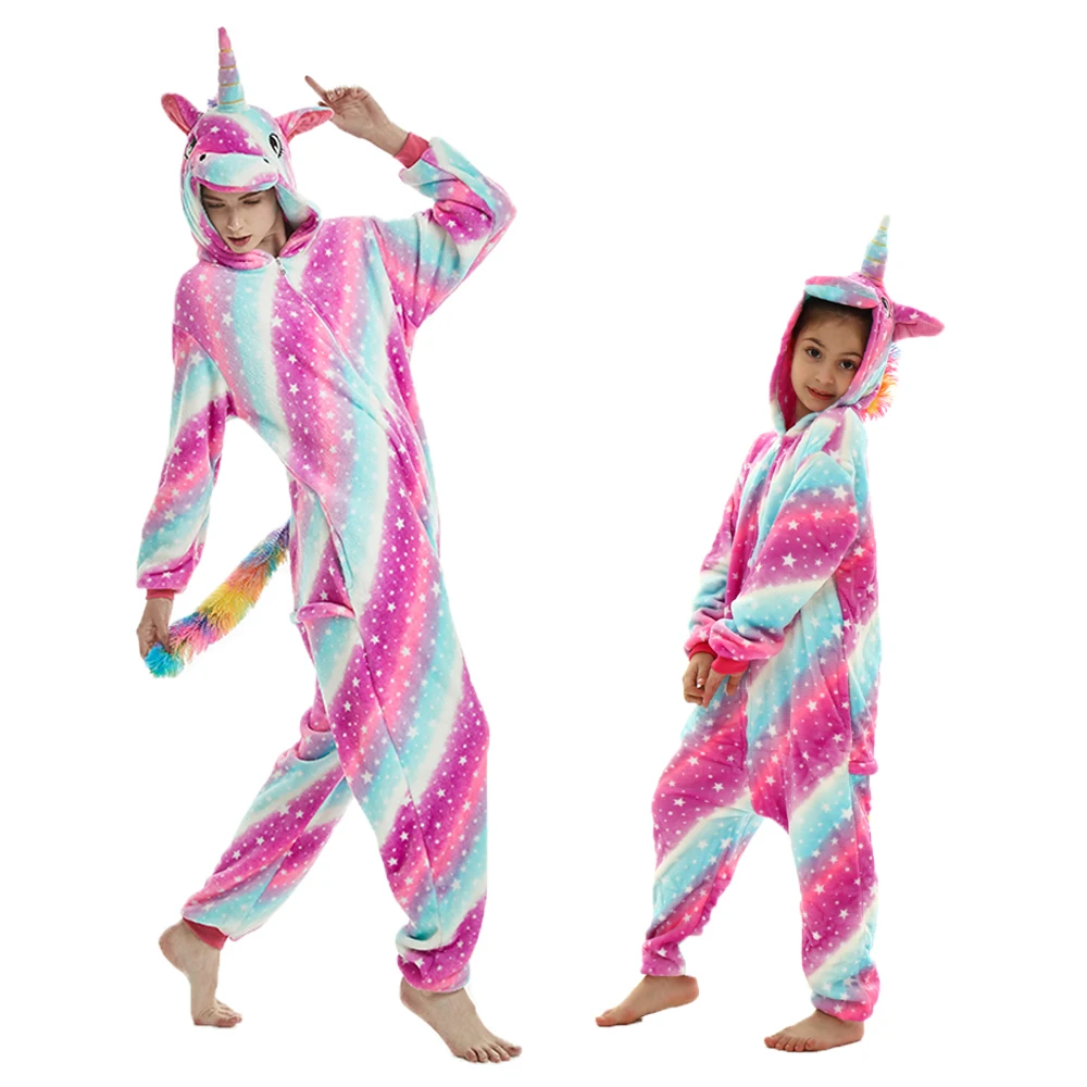 Kombinezon piżamowy Kigurumi w kształcie zwierzątka — jednoczęściowy Fuksja