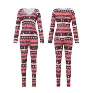 Kombinezon świąteczny piżama z płatkami śniegu — przytulny loungewear Armijna zieleń