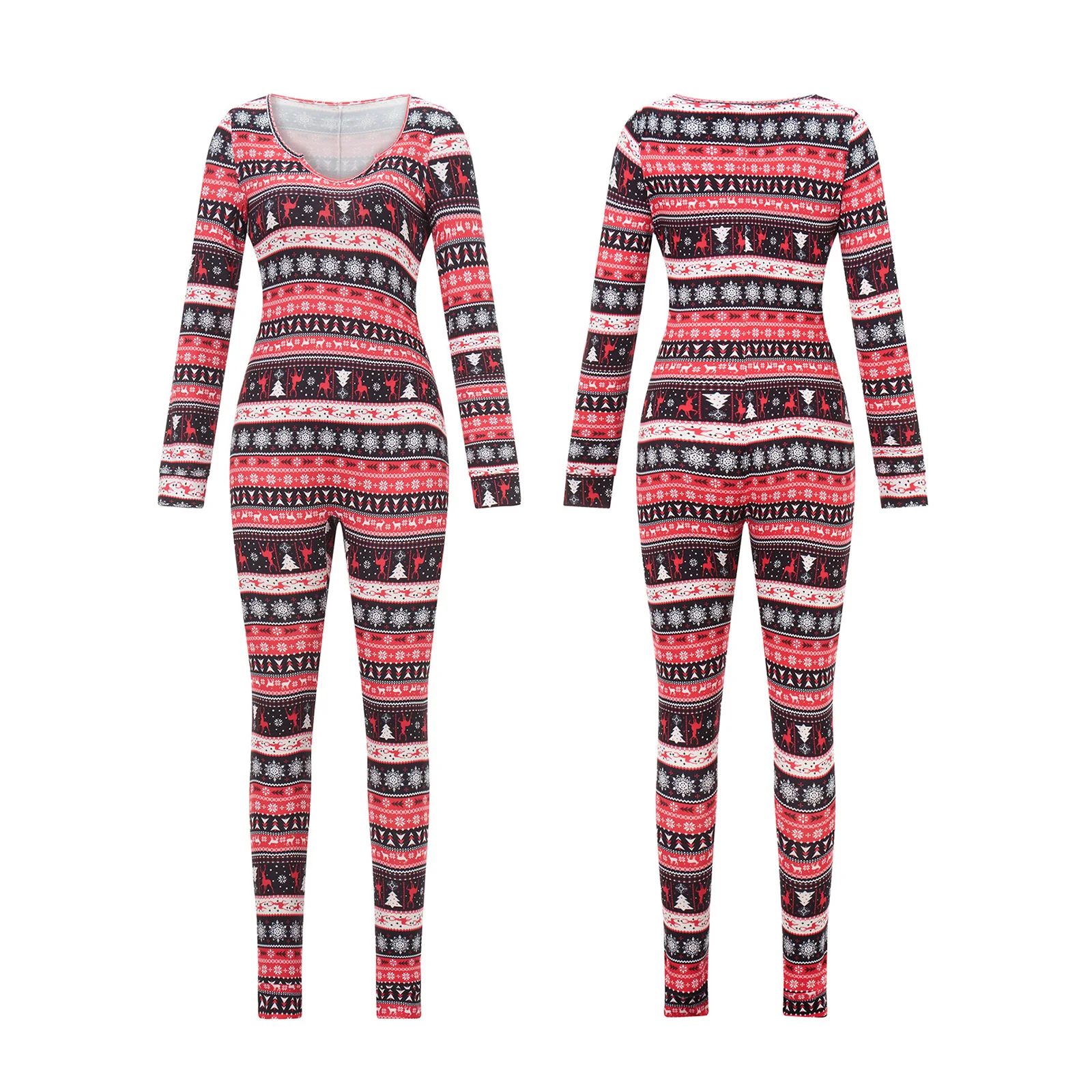 Kombinezon świąteczny piżama z płatkami śniegu — przytulny loungewear Armijna zieleń