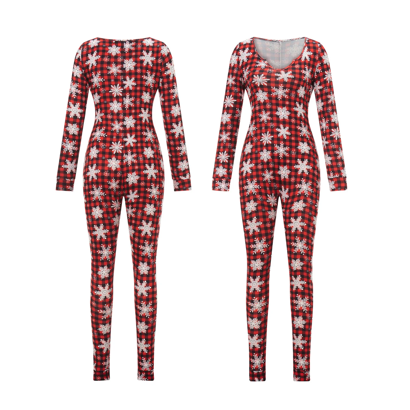 Kombinezon świąteczny piżama z płatkami śniegu — przytulny loungewear Beżowy