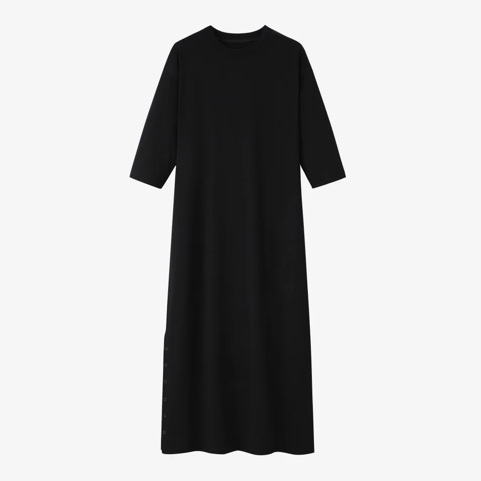 Komplet damski oversize: sukienka T-shirt, top i spódnica Czarny