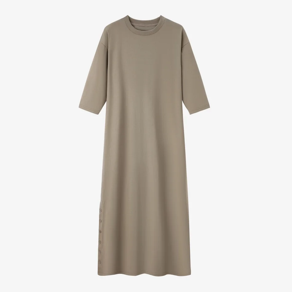 Komplet damski oversize: sukienka T-shirt, top i spódnica Oliwkowy