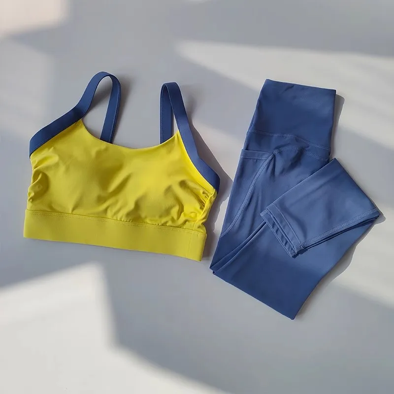 Komplet do jogi premium – top i legginsy Żółty