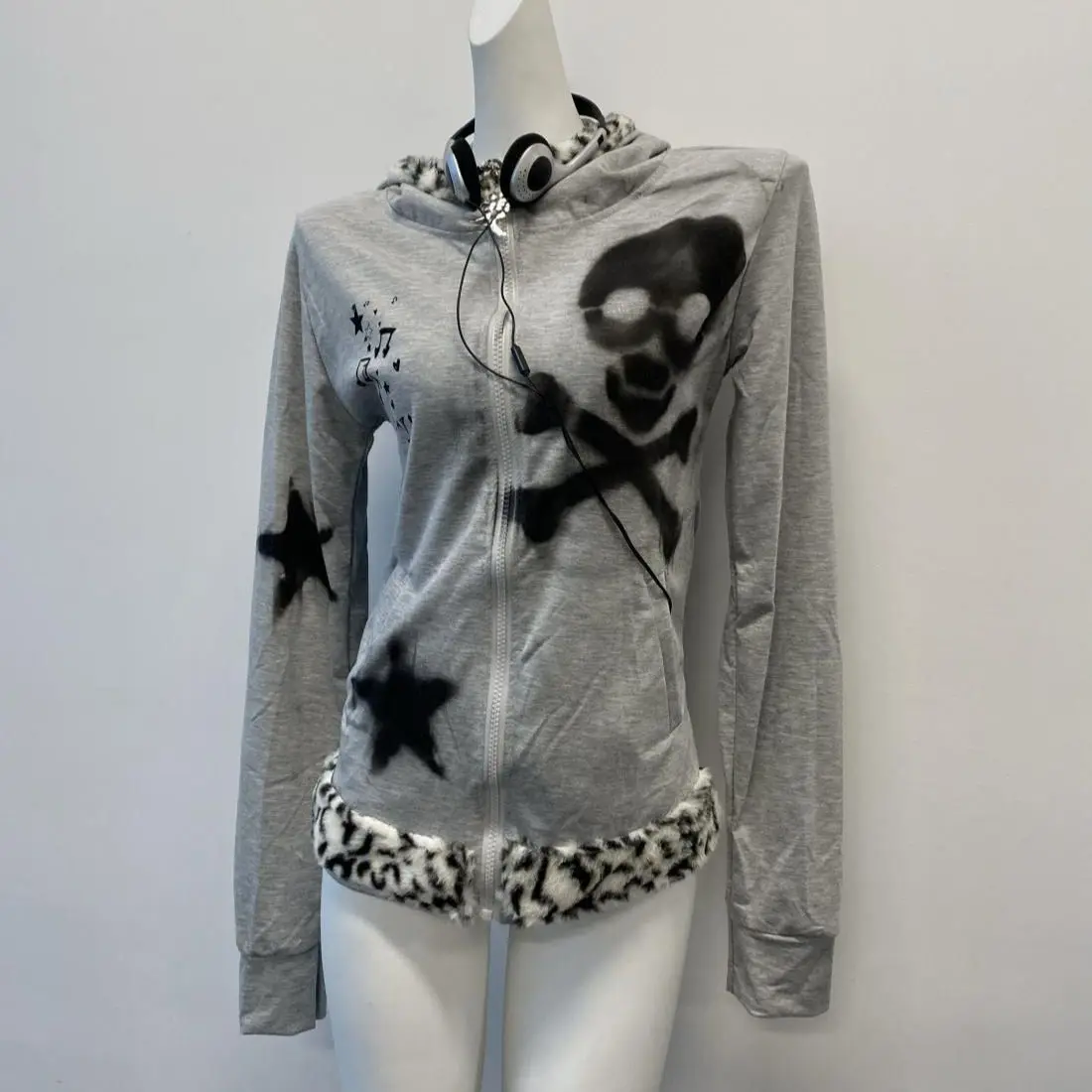 Komplet dresowy damski Y2k bluza i spodnie patchwork z zamkiem Kolba