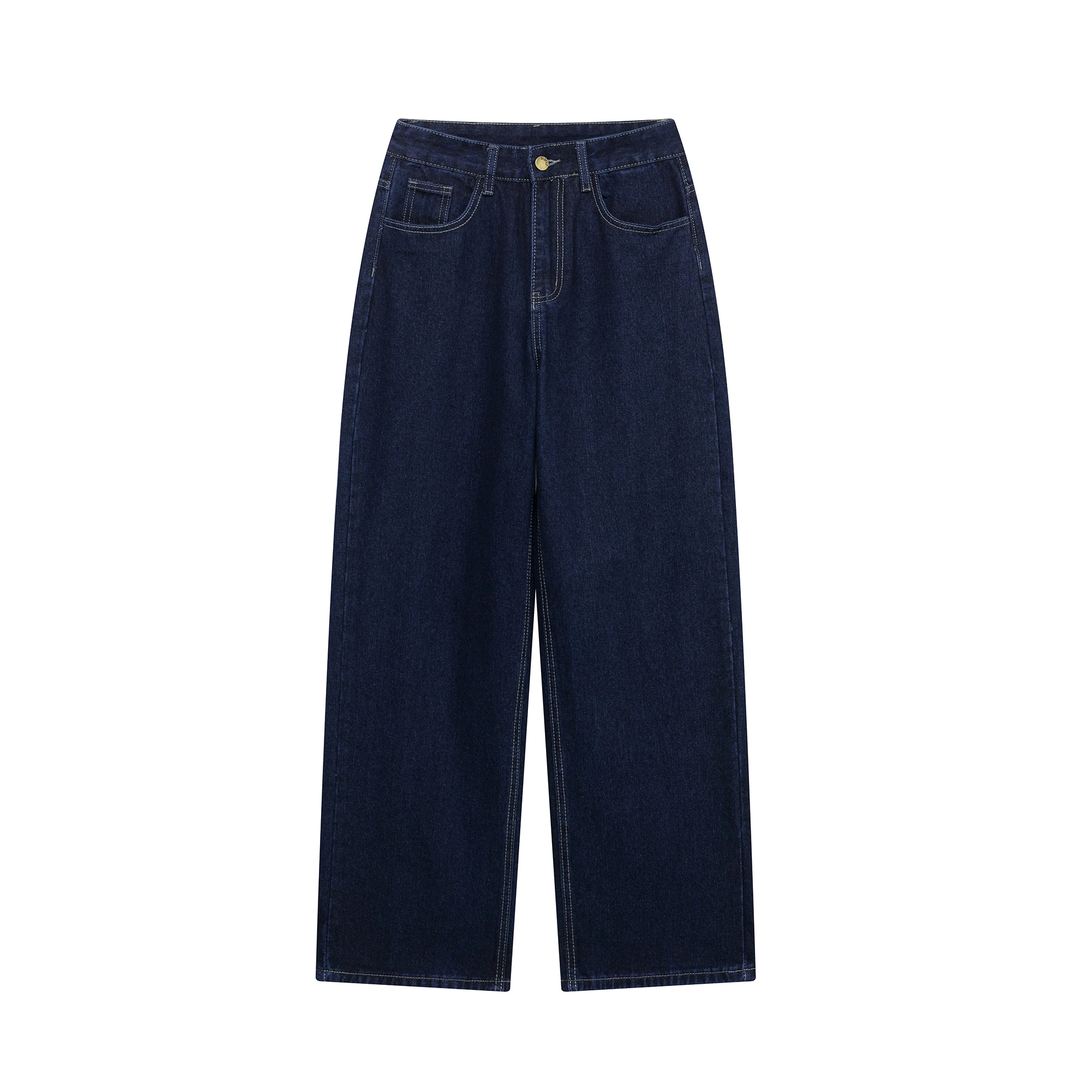 Damski komplet jeansowy z kurtką i spodniami w stylu vintage Głęboki niebieski