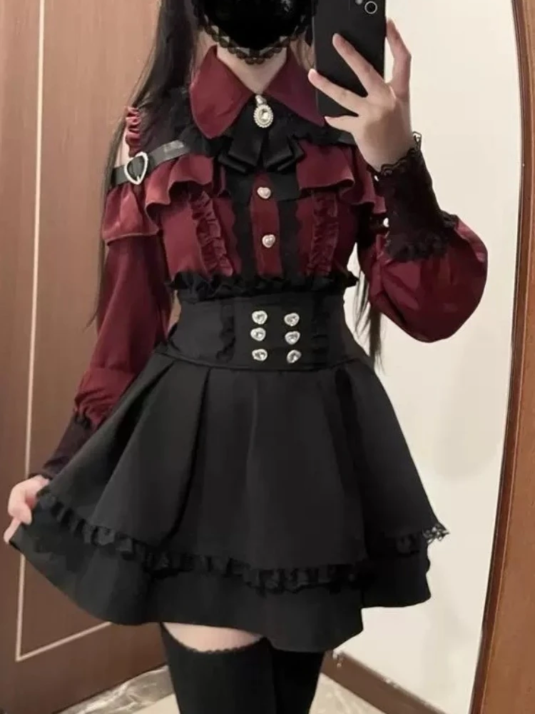 Komplet Lolita trzyczęściowy kardigan gorset spódniczka Biały