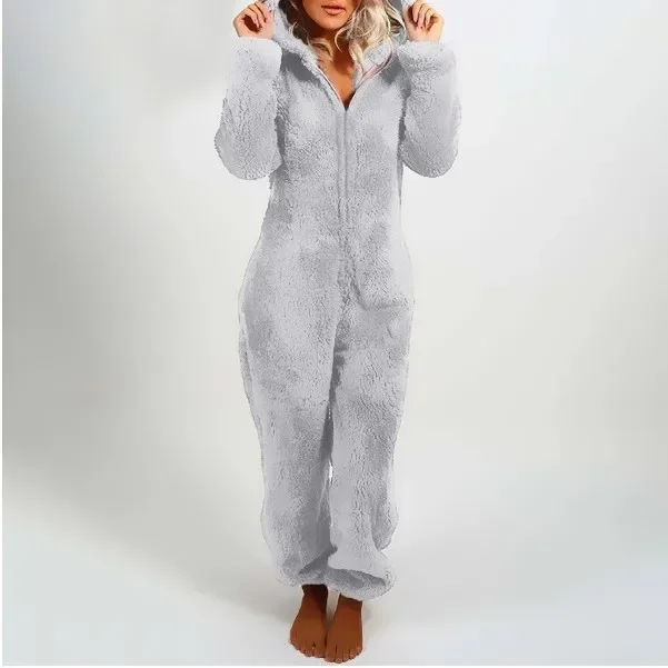 Komplet piżamy z kapturem plus size - bluza z motywem uśmiechu Ciemnoszary