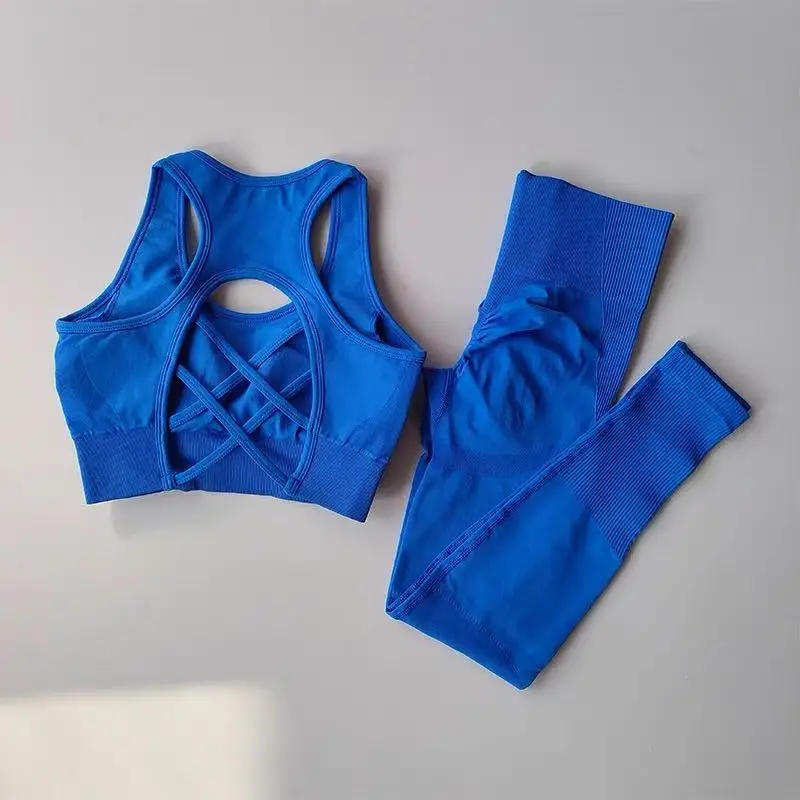 Komplet sportowy – biustonosz i legginsy Niebieski