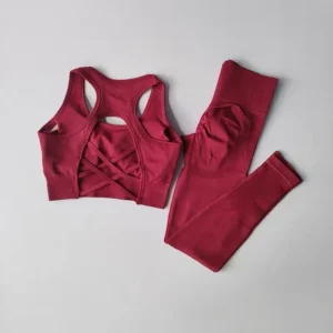 Komplet sportowy – biustonosz i legginsy Czerwony