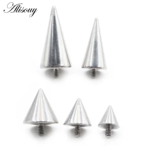 Końcówka stożkowa tytanowa do labret i piercingu warg kolec Szary