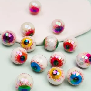 Koraliki akrylowe ze wzorem oka do biżuterii DIY Biały