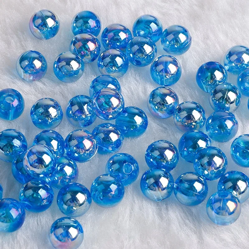Koraliki akrylowe Rainbow AB okrągłe 6–10 mm do bransoletek Niebieski