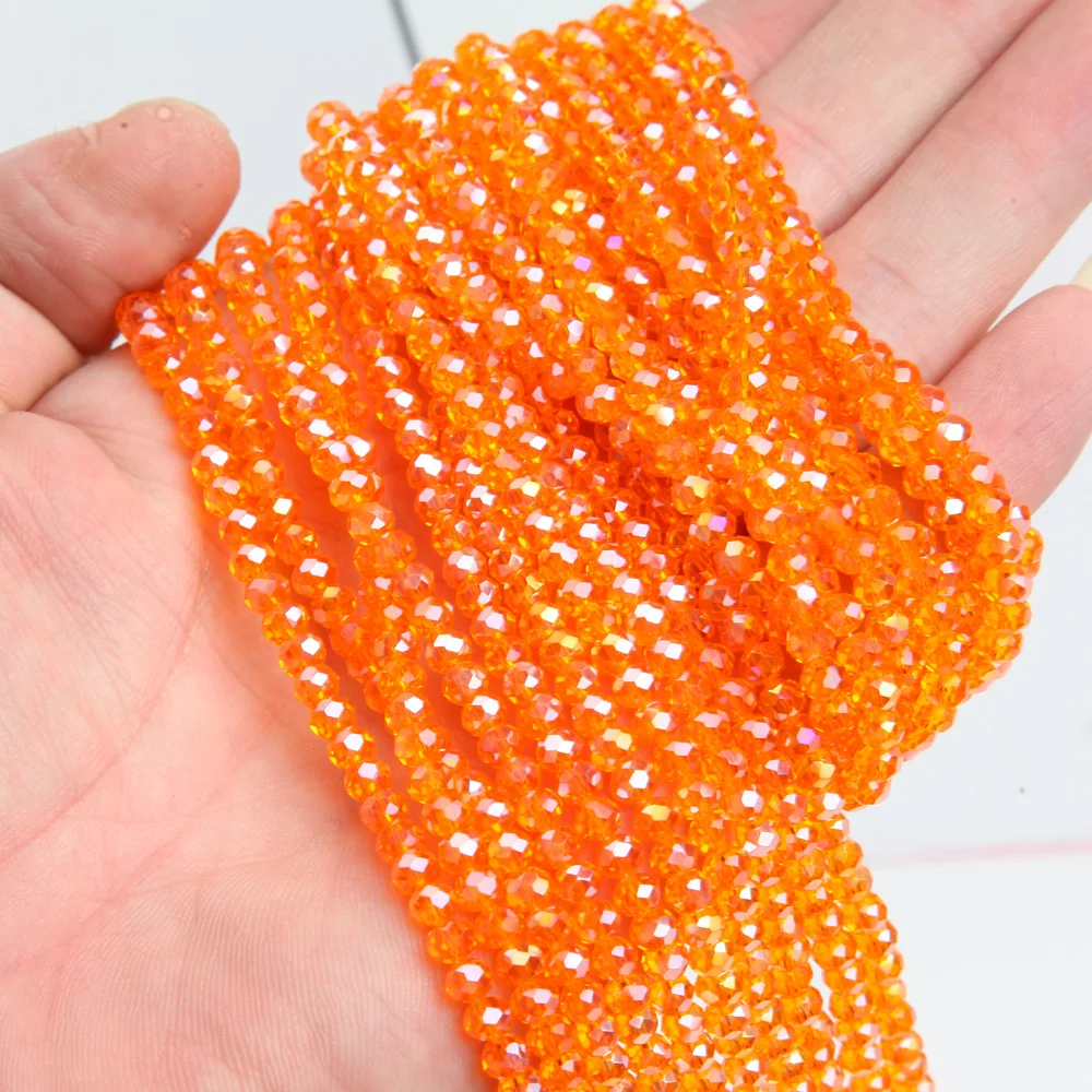 Kryształowe koraliki szklane Rondelle fasetowane AB 3x4 mm Armijna zieleń