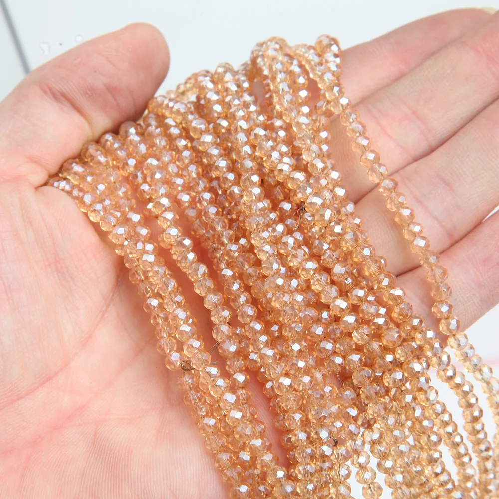 Kryształowe koraliki szklane Rondelle fasetowane AB 3x4 mm Ciemnoszary