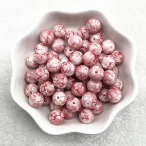 Koraliki szklane okrągłe - dystansowe do biżuterii DIY Burgundia