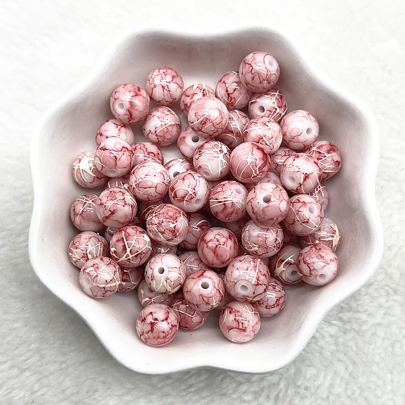 Koraliki szklane okrągłe - dystansowe do biżuterii DIY Burgundia