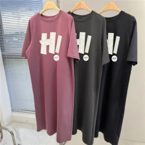 Koreańska luźna sukienka midi plus size na lato Róża czerwona