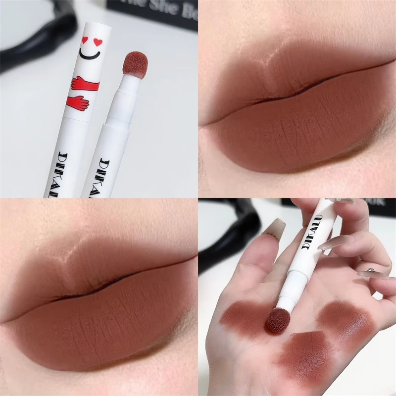 Koreańska płynna szminka aksamitna — matowy efekt, trwały pigment Armijna zieleń