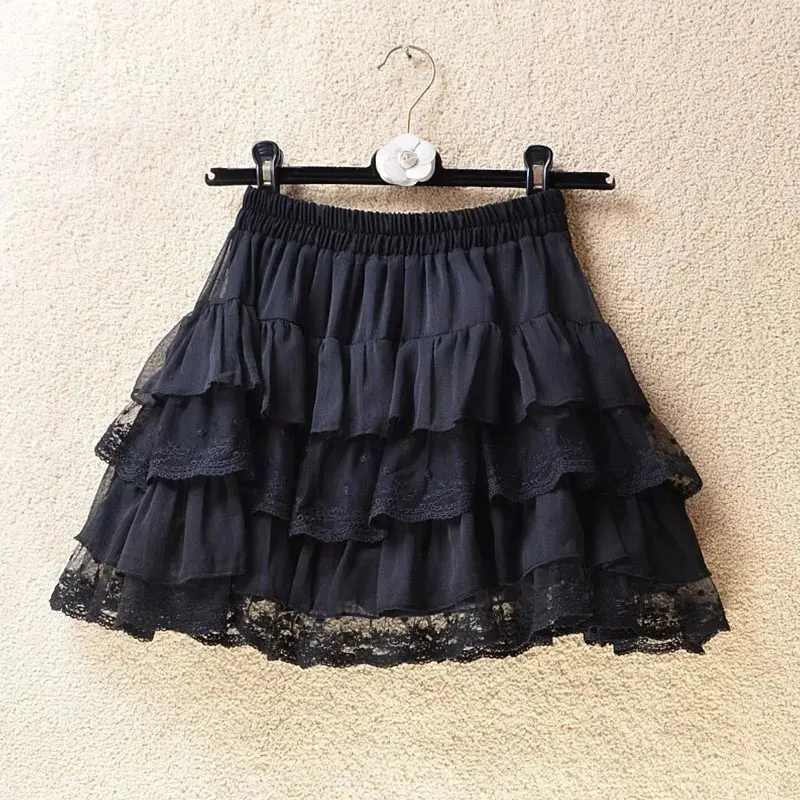 Koronkowa spódnica tutu mini w stylu gothic z tiulu Czarny