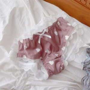 Koronkowe majtki damskie plus size półprzezroczyste Brązowy