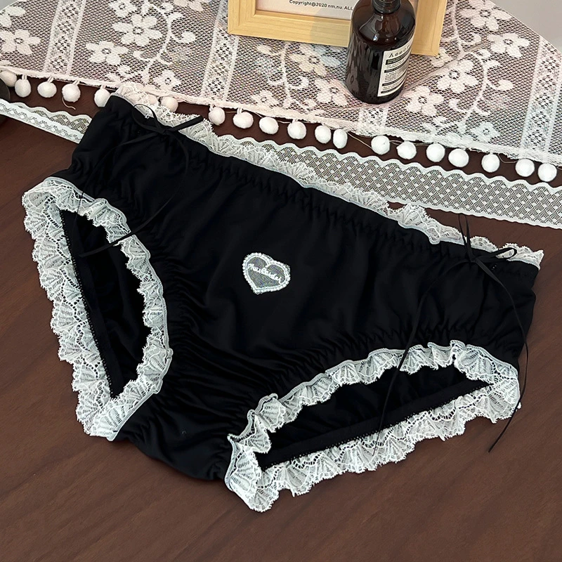 Koronkowe majtki damskie plus size Czarny
