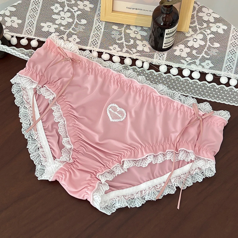 Koronkowe majtki damskie plus size Różowy