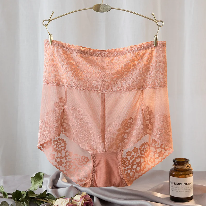 Koronkowe majtki modelujące z wysokim stanem plus size Koralowa czerwona