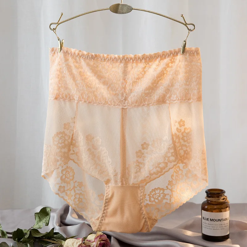 Koronkowe majtki modelujące z wysokim stanem plus size Różowy