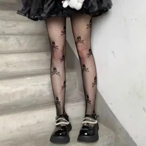 Koronkowe rajstopy z pajęczyną – klasyczny styl gothic retro Różowy