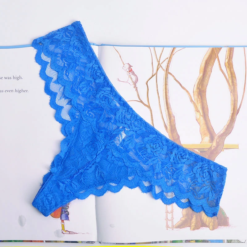 Koronkowe stringi bikini plus size Turkusowy