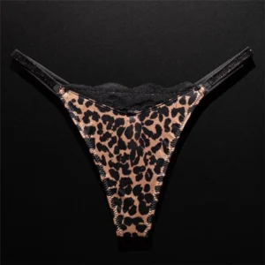 Koronkowe stringi damskie z dżetami plus size Czarny