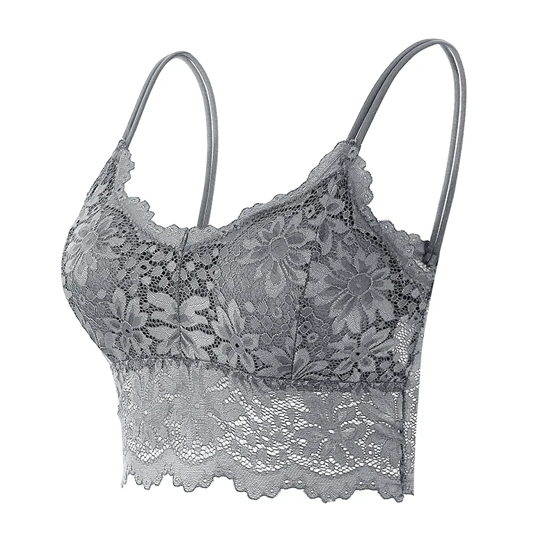 Koronkowy bezszwowy biustonosz typu bralette Brązowy