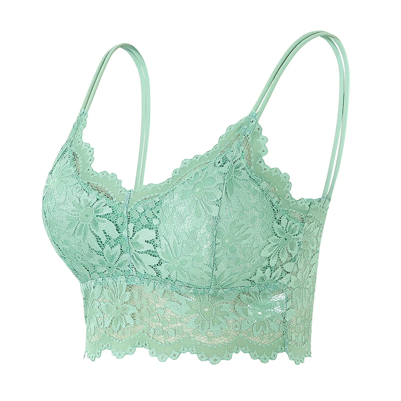 Koronkowy bezszwowy biustonosz typu bralette Złoto