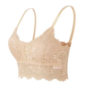 Koronkowy bezszwowy biustonosz bralette bez fiszbin Złoto