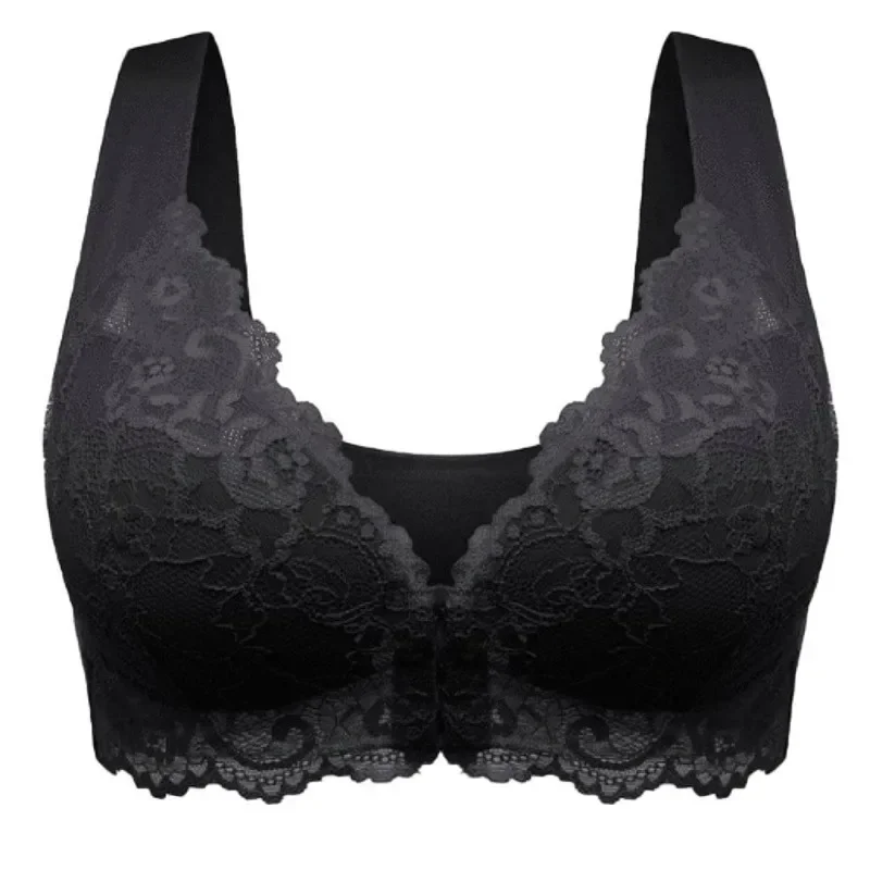 Koronkowy biustonosz bez fiszbinów plus size do 8XL Czarny