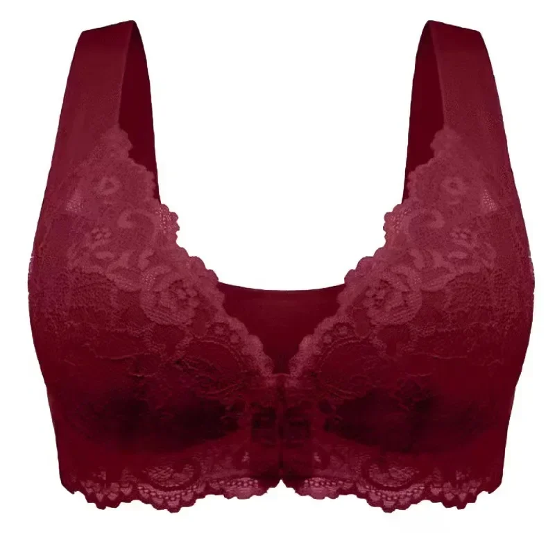Koronkowy biustonosz bez fiszbinów plus size do 8XL Czerwony