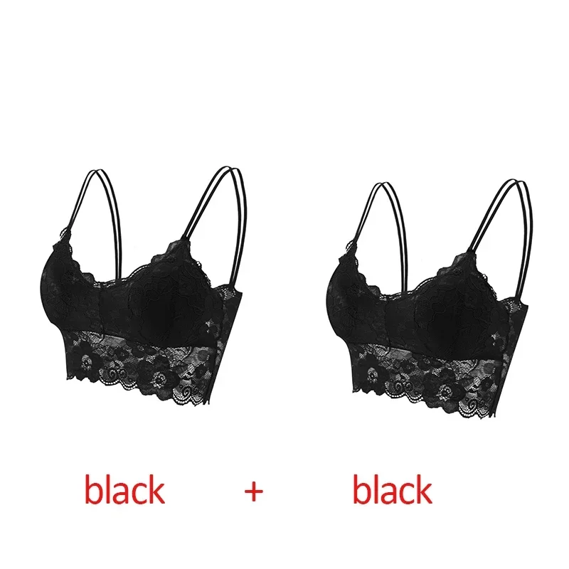Koronkowy biustonosz bralette w kwiaty bez fiszbin, 2 szt. Khaki