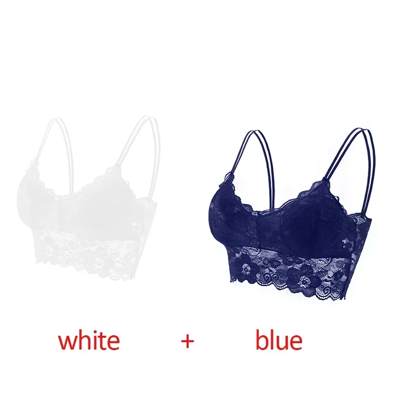 Koronkowy biustonosz bralette w kwiaty bez fiszbin, 2 szt. Złoto
