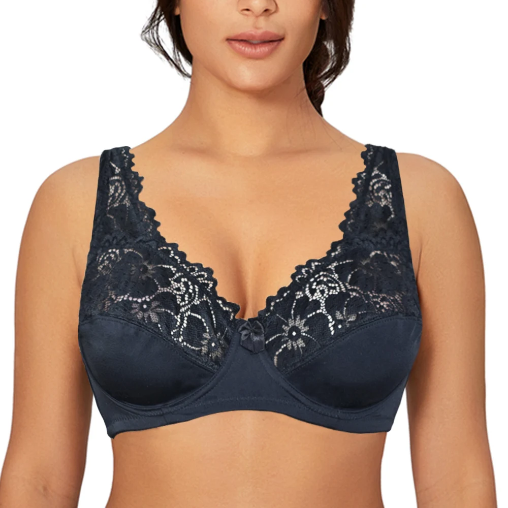 Koronkowy biustonosz na fiszbinach plus size Czarny
