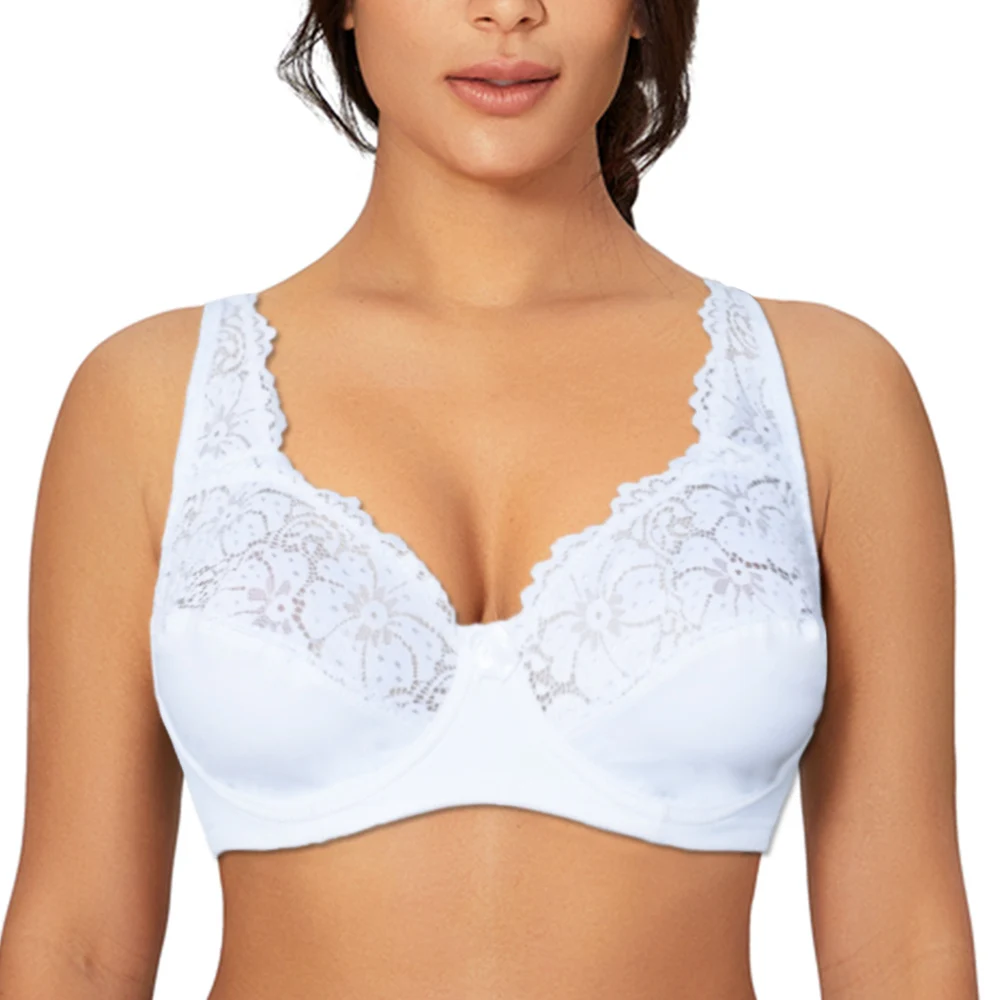 Koronkowy biustonosz na fiszbinach plus size Biały