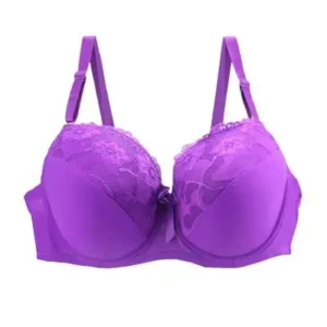 Koronkowy biustonosz z miseczkami plus size Fioletowy