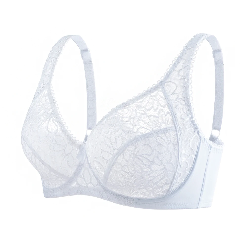 Koronkowy biustonosz plus size, miseczki C-F Biały