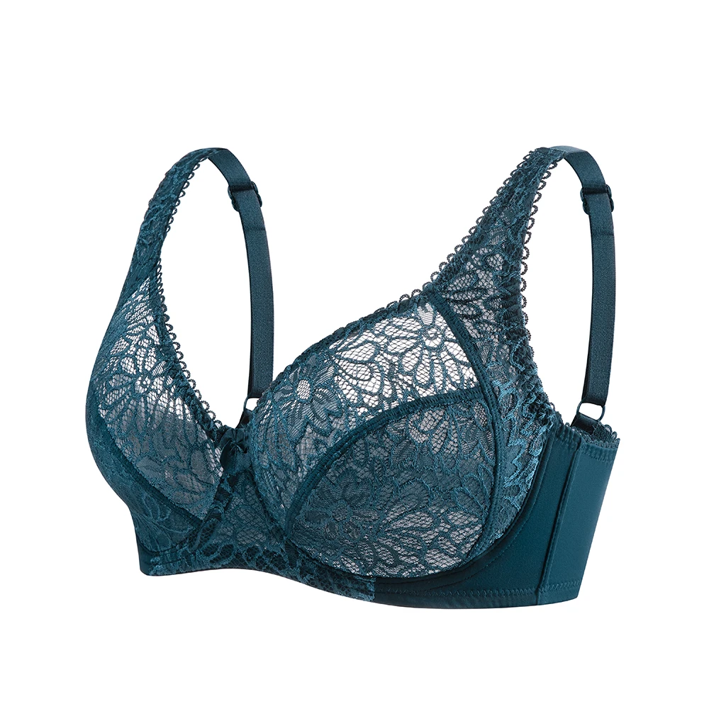 Koronkowy biustonosz plus size, miseczki C-F Pomarańczowy