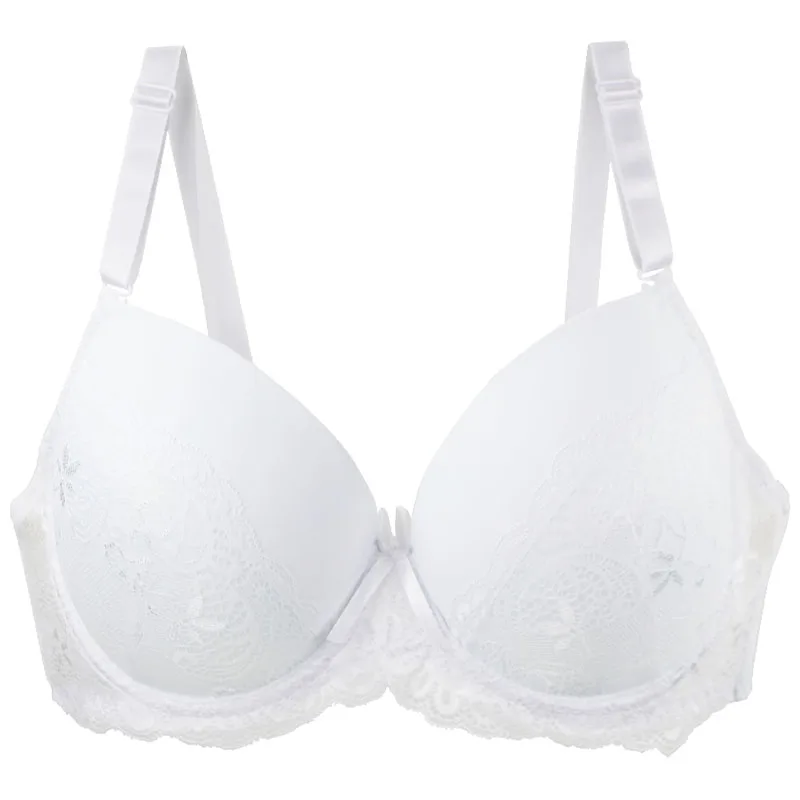 Koronkowy biustonosz push-up bezszwowy plus size Biały