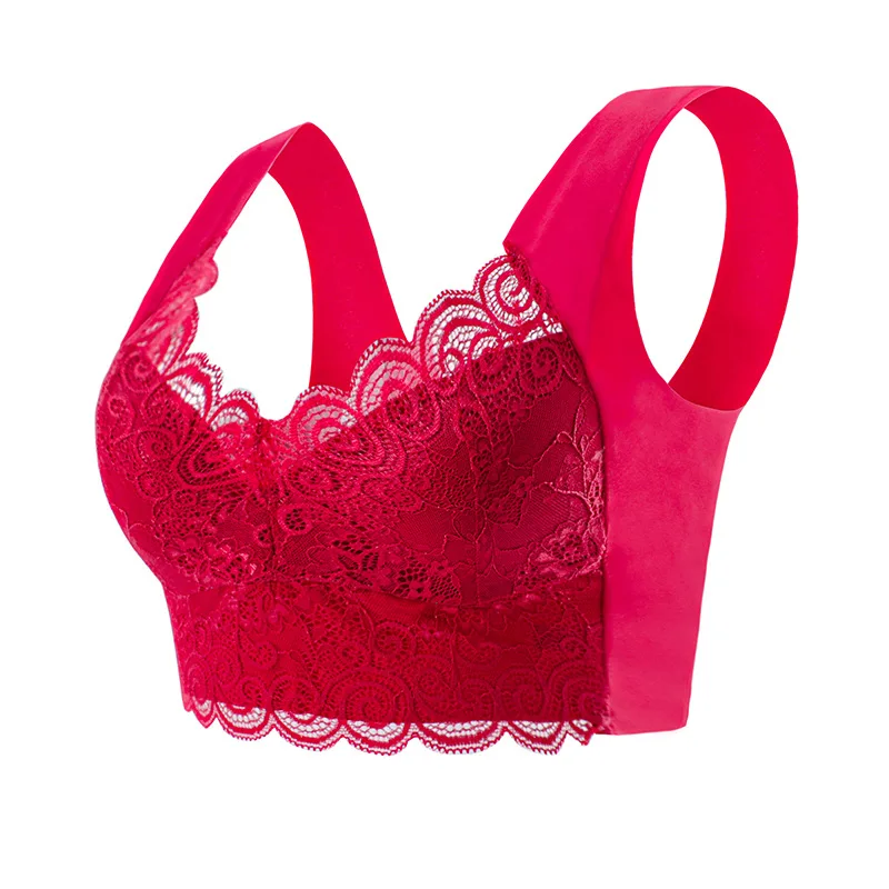 Koronkowy biustonosz push up plus size M-5XL bez fiszbinów z wkładkami Błękitny