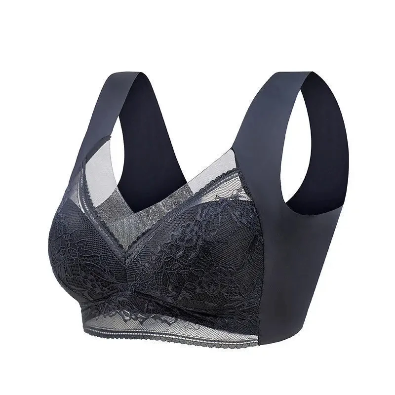 Koronkowy biustonosz push-up plus size bez fiszbin Brązowy