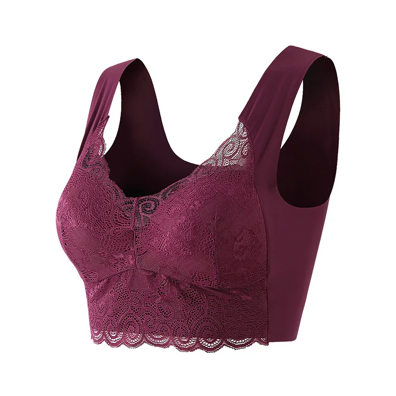 Koronkowy biustonosz push up plus size M-5XL bez fiszbinów z wkładkami Ciemnoszary