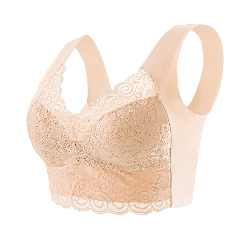 Koronkowy biustonosz push up plus size M-5XL bez fiszbinów z wkładkami Czarny