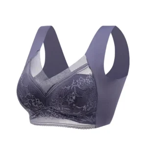 Koronkowy biustonosz push-up plus size bez fiszbin Niebieski
