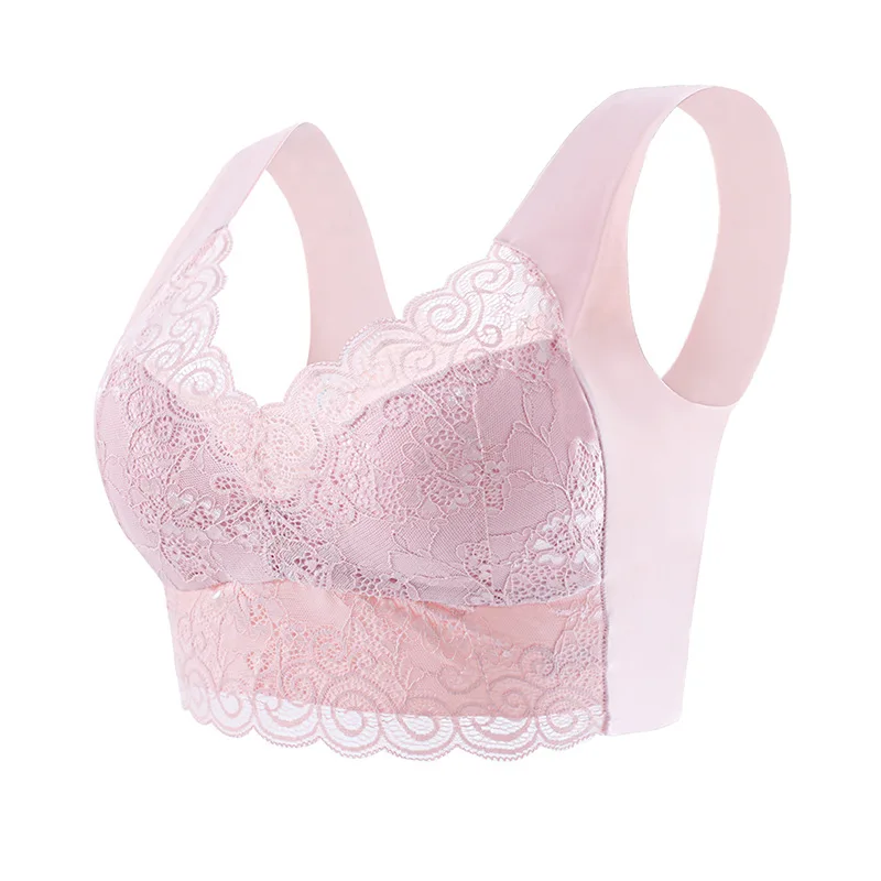Koronkowy biustonosz push up plus size M-5XL bez fiszbinów z wkładkami Niebieski